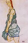 Egon Schiele Standing Woman in a Green Skirt painting